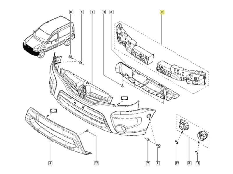 パーツ AKR Absorvedor de Impacto Renault Kangoo 1999 até 2018 620907492R